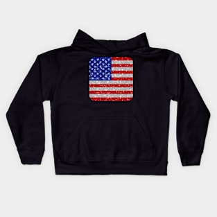 American Flag Glitter Sticker Kids Hoodie